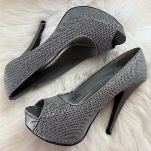 Chinese Laundry Silver Peep-Toe Heels